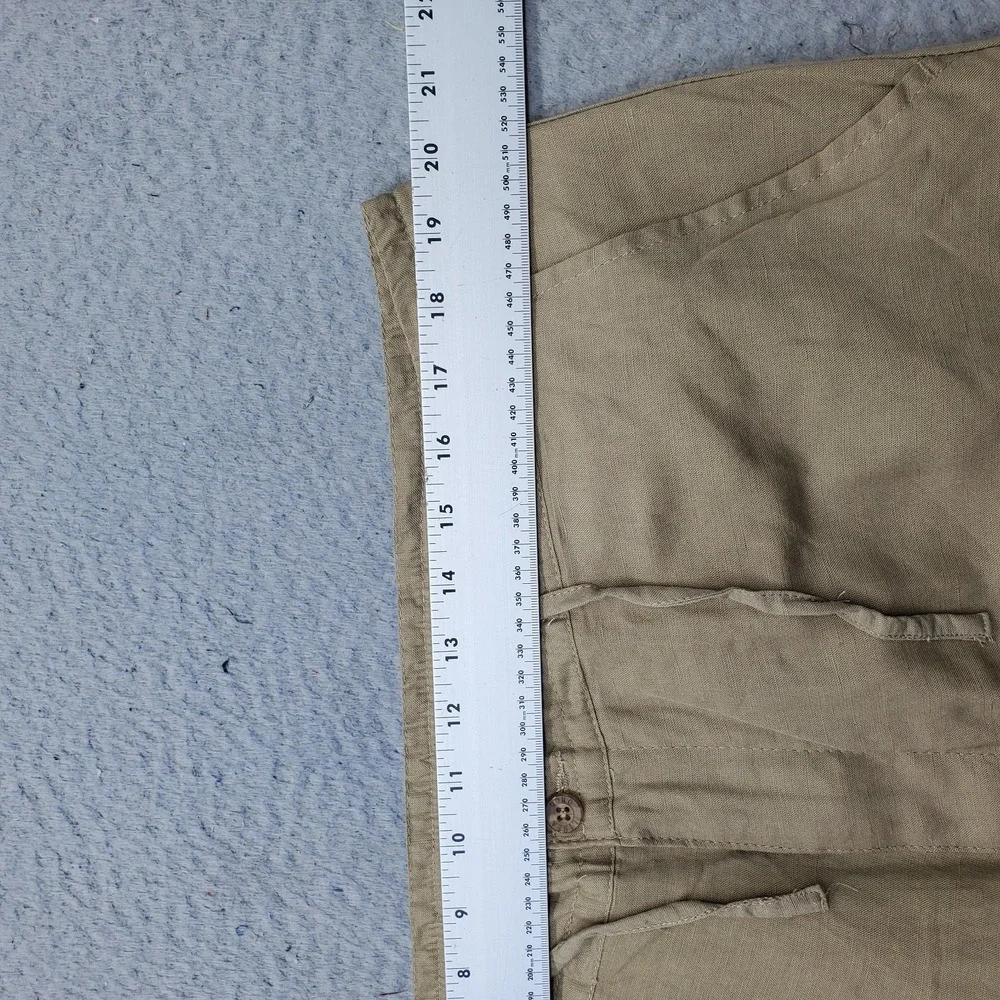 Linea Uomo Pants Mens 42x30 Tan Straight Wide Leg Linen Blend Drawstring Waist